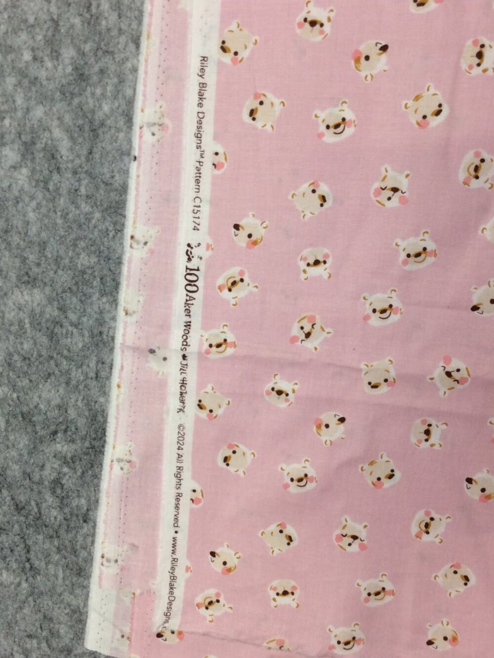 Riley Blake "100 Aker Woods" Pooh Brain Pink Winnie The Pooh 1 yd 24"